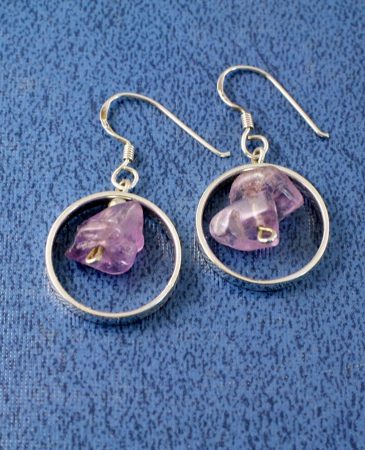 Amethyst Chip Ringed Drops E-0164-a