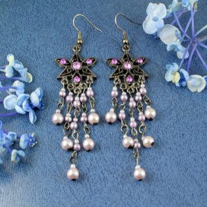 Amethyst & Pearl Floral Drops E-0157-a