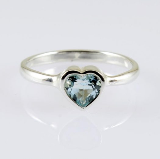 Aquamarine Heart Ring R-0172-a