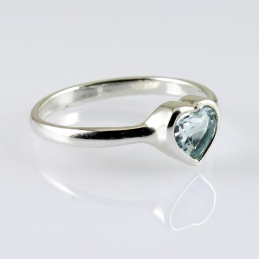 Aquamarine Heart Ring R-0172-c