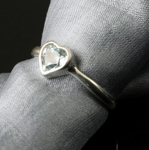 Aquamarine Heart Ring R-0172-i