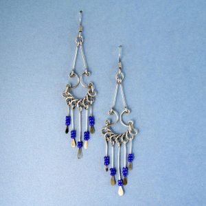 Blue Bead Chandelier Earrings E-0186-d