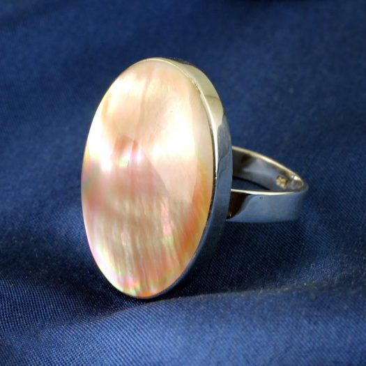 Caramel Mother of Pearl Ring R-0114-f