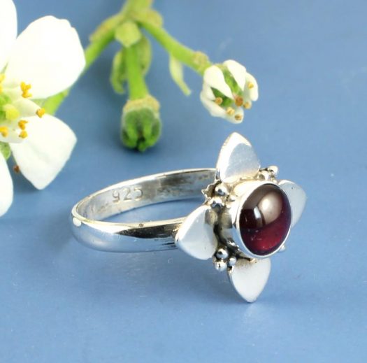 Garnet Floral Ring R-0165-c