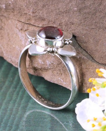 Garnet Floral Ring R-0165-h