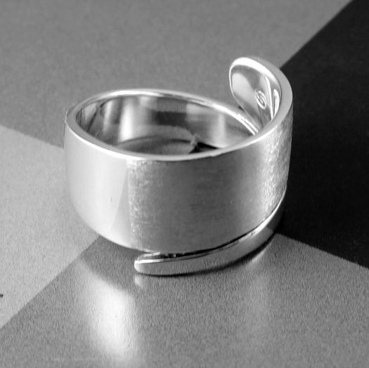 Matte Silver Bypass Ring R-0131-b