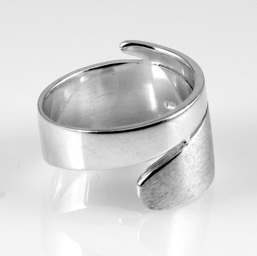 Matte Silver Bypass Ring R-0131-j