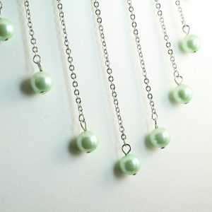Mint Pearls Drop Necklace N-0105-b