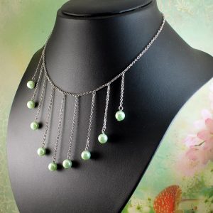 Mint Pearls Drop Necklace N-0105-e
