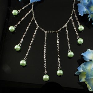 Mint Pearls Drop Necklace N-0105-f