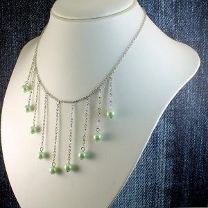 Mint Pearls Drop Necklace N-0105-g