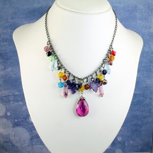 Multi-coloured Crystal Charms Necklace N-0155 -i