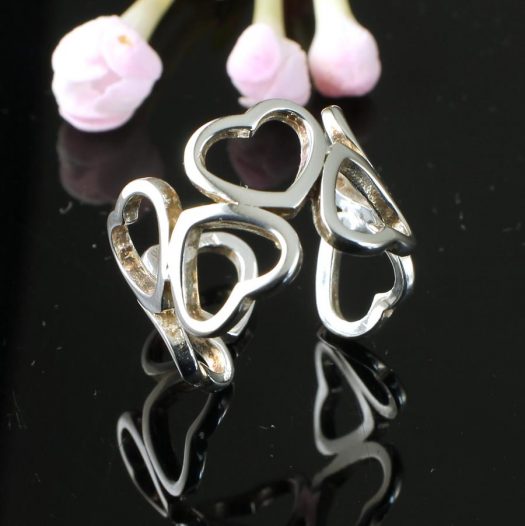 Openwork Hearts Ring R-0132-f