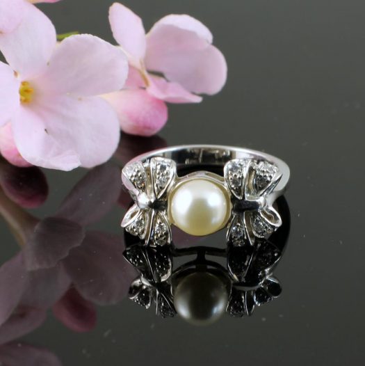 Pearl & Marcasite Ring R-0188-d