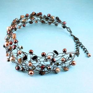 Pearl Wire Wrapped Collar N-0203-c