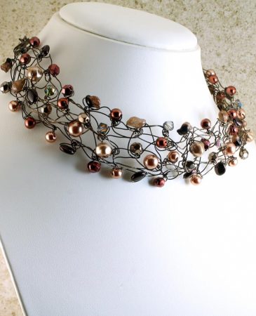 Pearl Wire Wrapped Collar N-0203-g