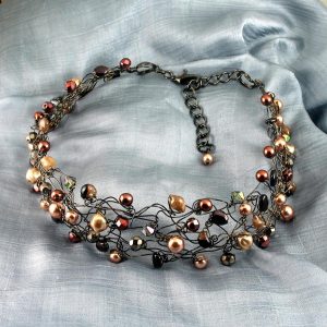 Pearl Wire Wrapped Collar N-0203-k