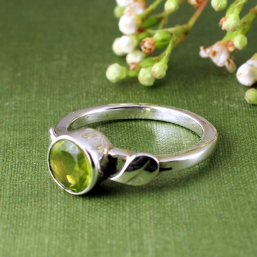 Peridot Olive Leaf Ring R-0155-f