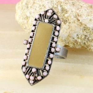 Pink & Caramel Shield Ring R-0210-a