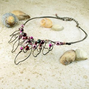 Pink Hand-Painted Pearls N-0202-e
