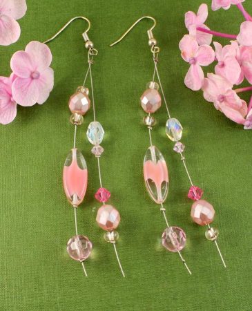 Pink Swarovski Crystal Drops E-0119-h)