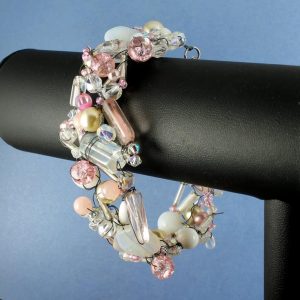 Pink Wire-Wrapped Bracelet B-0154-a