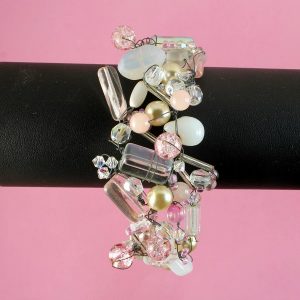 Pink Wire-Wrapped Bracelet B-0154-b