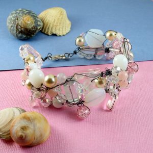 Pink Wire-Wrapped Bracelet B-0154-h