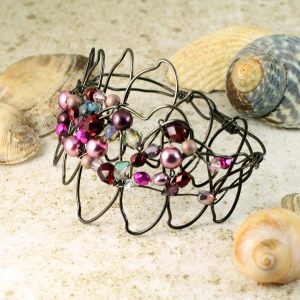 Pink Wire-Wrapped Pearls B-0158-a