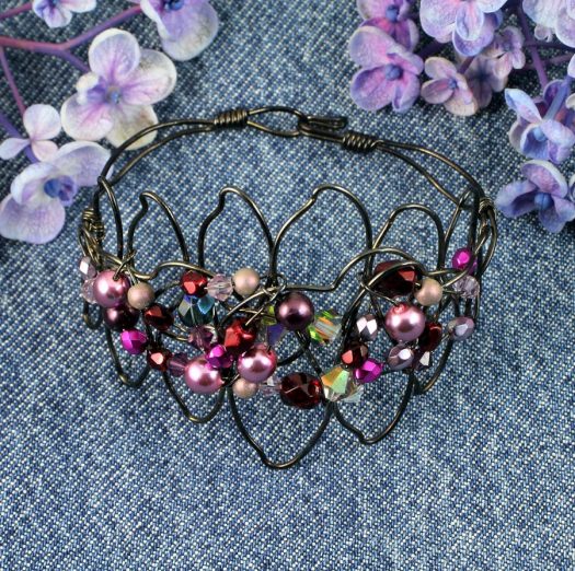 Pink Wire-Wrapped Pearls B-0158-b