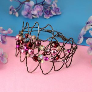 Pink Wire-Wrapped Pearls B-0158-c