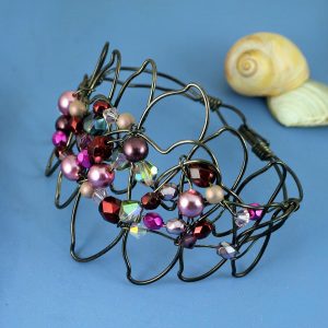Pink Wire-Wrapped Pearls B-0158-e