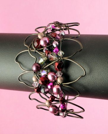 Pink Wire-Wrapped Pearls B-0158-f