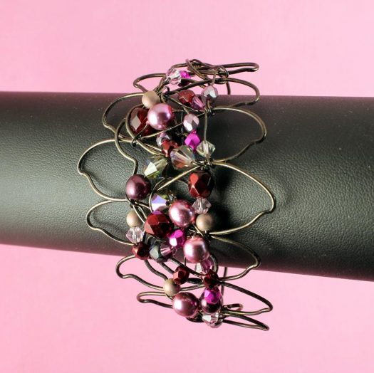 Pink Wire-Wrapped Pearls B-0158-f