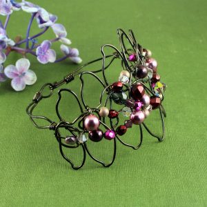 Pink Wire-Wrapped Pearls B-0158-g