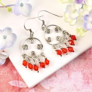 Red Chandelier Earrings E-0198-a