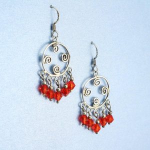 Red Chandelier Earrings E-0198-b