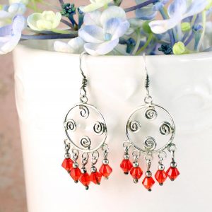 Red Chandelier Earrings E-0198-e
