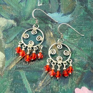 Red Chandelier Earrings E-0198-f
