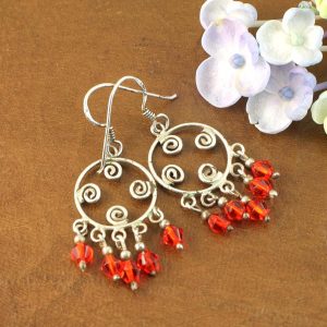 Red Chandelier Earrings E-0198-h