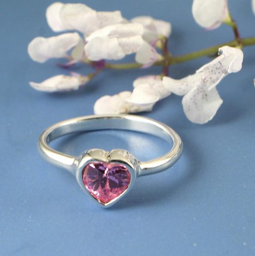 Rose Quartz Heart Ring R-0171-d