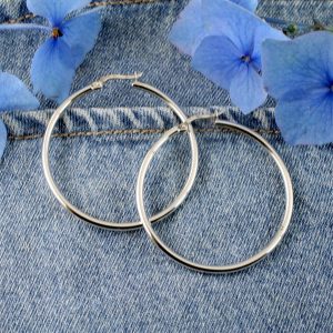 Sterling Silver 40mm Hoops E-0193-a