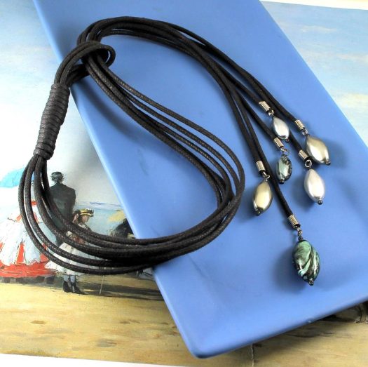 Teal-Handpainted-Pearl-Lariat