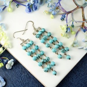 Turquoise Bead Chandeliers E-0129-a