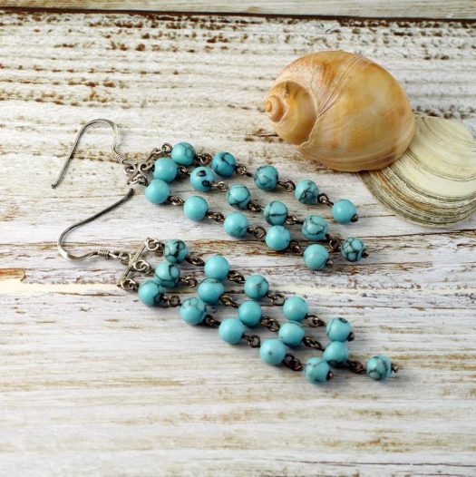 Turquoise Bead Chandeliers E-0129-d