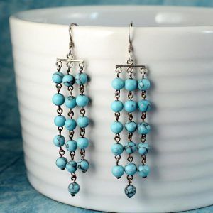Turquoise Bead Chandeliers E-0129-f