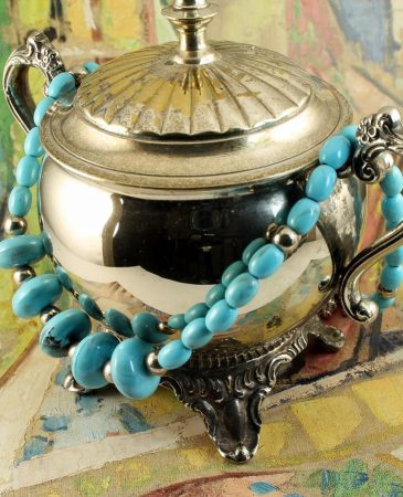 Turquoise Bead Necklace N-0153-a
