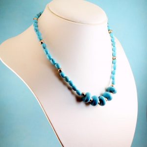 Turquoise Bead Necklace N-0153-c