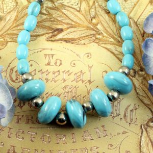 Turquoise Bead Necklace N-0153-f