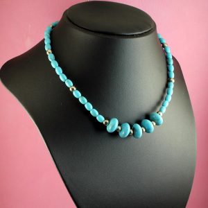 Turquoise Bead Necklace N-0153-g